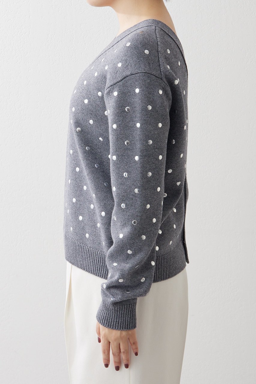 【ウィムガゼット/Whim Gazette】の【GEMINI】2wayメタルニットプルオーバー 人気、トレンドファッション・服の通販 founy(ファニー) 　ファッション　Fashion　レディースファッション　Fashion for Women　トップス・カットソー　Cut & Sew Tops　ニット　Knit Tops & Sweaters　カジュアルプルオーバー・ニットトップス　Pullovers & Knit Tops / Casual Pullovers　カーディガン　Cardigan, Knitwear　ドット　Polka Dot, Dot Pattern　フィット　Fit, Slim Fit　other-7|ID: prp329100004286081 ipo3291000000036798229
