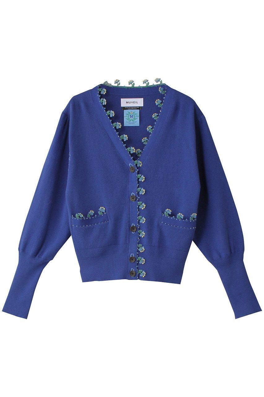 【ミュベール/MUVEIL】のレースエジングカーディガン インテリア・キッズ・メンズ・レディースファッション・服の通販 founy(ファニー) 　ファッション　Fashion　レディースファッション　Fashion for Women　トップス・カットソー　Cut & Sew Tops　ニット　Knit Tops & Sweaters　カーディガン・羽織り　Layered Style Cardigans　カーディガン　Cardigan, Knitwear　スリーブ　Sleeve, Long Sleeve / Short Sleeve　フェミニン　Feminine, Girly　マニッシュ　Mannish, Boyish　ブルー|ID: prp329100004286085 ipo3291000000032962610