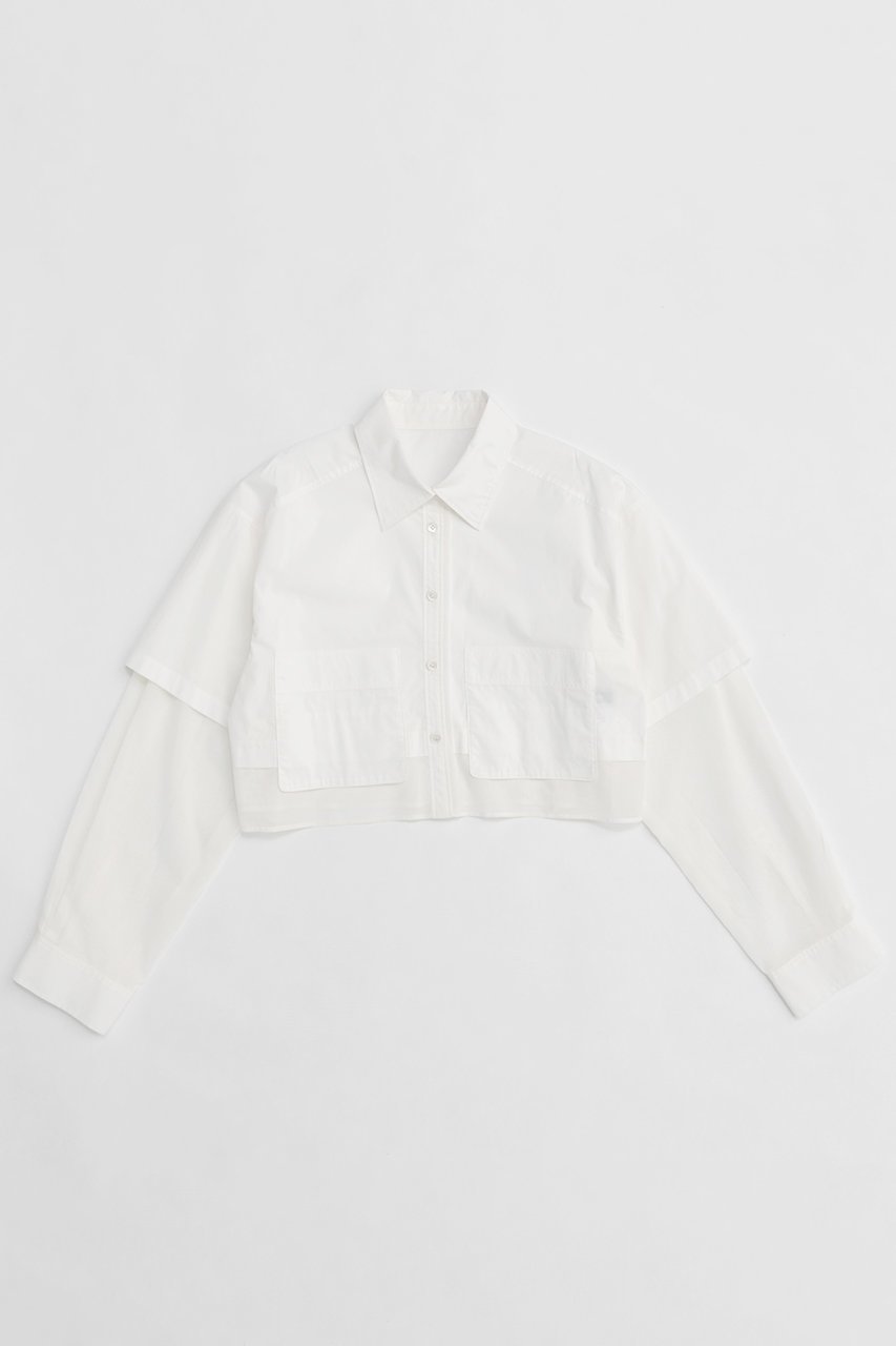 【メゾンスペシャル/MAISON SPECIAL】のLayered Sheer Fabric Short Length Shirt/シアーレイヤードショートシャツ インテリア・キッズ・メンズ・レディースファッション・服の通販 founy(ファニー) 　ファッション　Fashion　レディースファッション　WOMEN　トップス・カットソー　Tops/Tshirt　シャツ/ブラウス　Shirts/Blouses　オーガンジー　Organdy　春　Spring　シアー　Sheer　ショート　Short　ストライプ　Stripe　スリーブ　Sleeve　バランス　Balance　ブロード　Broad　ボトム　Bottom　ポケット　Pocket　リラックス　Relax　ロング　Long　ワイド　Wide　A/W・秋冬　Aw・Autumn/Winter・Fw・Fall-Winter　S/S・春夏　Ss・Spring/Summer　夏　Summer　エレガント 上品　Elegant　2025年　2025　WHT(ホワイト)|ID: prp329100004290053 ipo3291000000029770718