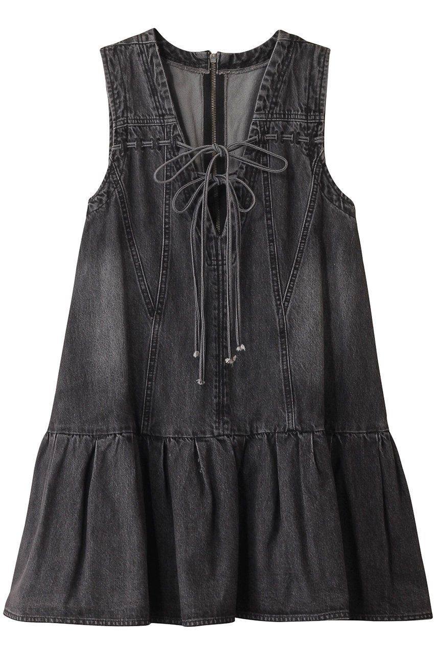 【メゾンスペシャル/MAISON SPECIAL】のDenim Mini Dress/デニムミニワンピース インテリア・キッズ・メンズ・レディースファッション・服の通販 founy(ファニー) 　ファッション　Fashion　レディースファッション　Fashion for Women　ワンピース　Dresses　フォーマル・パーティードレス・結婚式用ドレス　Elegant & Casual Dresses　チュニック　Tunic Tops & Dresses　インナー　Innerwear　キャミソール　Camisole, Spaghetti Strap Top　チュニック　Tunic, Long Top　デニム　Denim, Jeans Material　フレア　Flare, Flared　ボトム　Bottoms, Lower Wear　リボン　Ribbon, Bow　ロング　Long, Long-Length　BLK(ブラック)|ID: prp329100004290055 ipo3291000000032809276