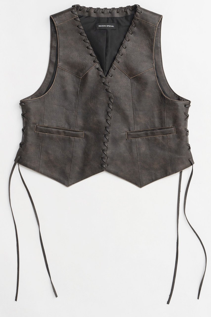 【メゾンスペシャル/MAISON SPECIAL】のLace Up Short Length Vegan Leather Vest/レースアップショートヴィーガンレザーベスト インテリア・キッズ・メンズ・レディースファッション・服の通販 founy(ファニー) 　ファッション　Fashion　レディースファッション　WOMEN　アウター　Coat Outerwear　ジャケット　Jackets　ヴィンテージ　Vintage　春　Spring　コンパクト　Compact　シンプル　Simple　ジャケット　Jacket　ベスト　Vest　ロング　Long　A/W・秋冬　Aw・Autumn/Winter・Fw・Fall-Winter　S/S・春夏　Ss・Spring/Summer　夏　Summer　2025年　2025　BRN(ブラウン)|ID: prp329100004290060 ipo3291000000029770746