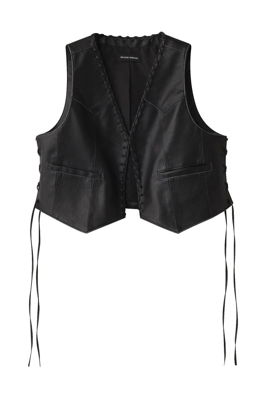 【メゾンスペシャル/MAISON SPECIAL】のLace Up Short Length Vegan Leather Vest/レースアップショートヴィーガンレザーベスト 人気、トレンドファッション・服の通販 founy(ファニー) 　ファッション　Fashion　レディースファッション　Fashion for Women　アウター　Coat / Outerwear Collection　レディースジャケット・軽アウター　Jackets　ヴィンテージ　Vintage Style　コンパクト　Compact, Small Size　シンプル　Simple, Minimal　ジャケット　Jacket, Outerwear　ベスト　Vest, Waistcoat　ロング　Long, Long-Length　 other-1|ID: prp329100004290060 ipo3291000000032913066