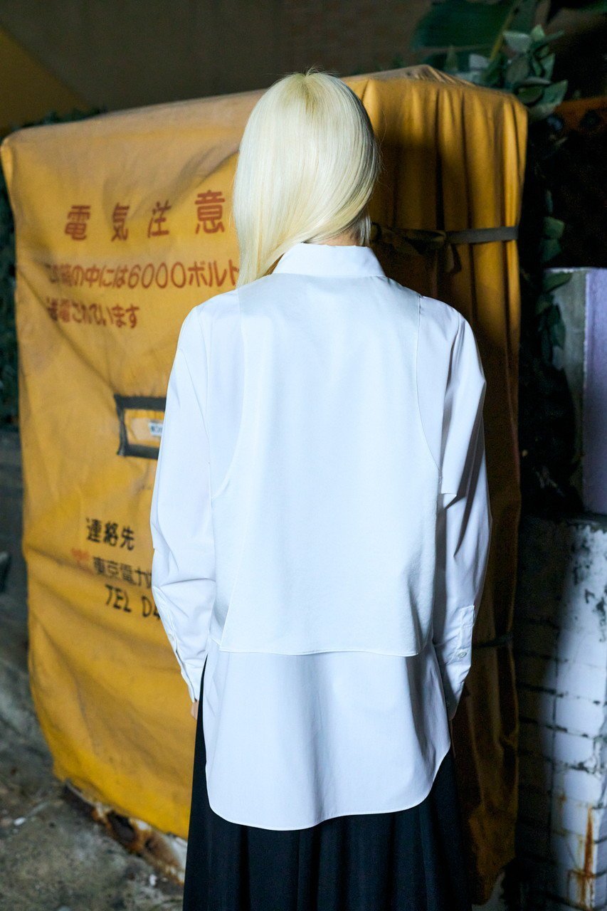 【エンフォルド/ENFOLD】のC/PEブロード レイヤーライク SH/シャツ 人気、トレンドファッション・服の通販 founy(ファニー) 　ファッション　Fashion　レディースファッション　Fashion for Women　トップス・カットソー　Cut & Sew Tops　シャツ・ブラウス・オフィスカジュアル　Elegant Blouses & Button-Ups　おすすめ　Recommended / Our Picks　サテン　Satin, Glossy Fabric　シンプル　Simple, Minimal　ジャケット　Jacket, Outerwear　スタンダード　Standard, Basic　スリーブ　Sleeve, Long Sleeve / Short Sleeve　タンク　Tank Top, Sleeveless Top　バルーン　Balloon, Balloon Silhouette　ブロード　Broadcloth, Fine Cotton　ロング　Long, Long-Length　other-7|ID: prp329100004290069 ipo3291000000035823076