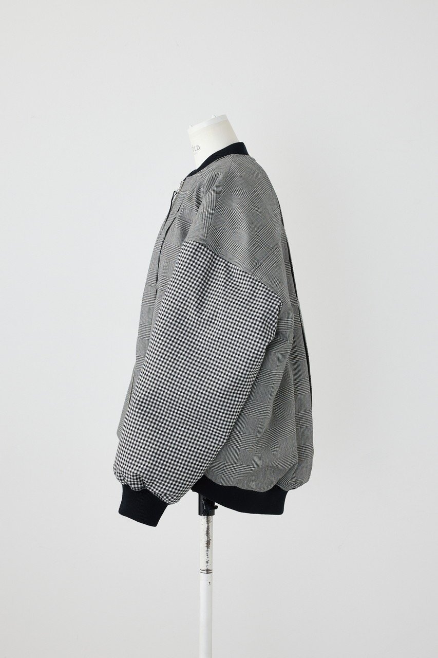 【エンフォルド/ENFOLD】のモノトーンチェック タックMA-1ブルゾン 人気、トレンドファッション・服の通販 founy(ファニー) 　ファッション　Fashion　レディースファッション　Fashion for Women　アウター　Coat / Outerwear Collection　レディースジャケット・軽アウター　Jackets　ブルゾンジャケット・スポーティアウター　Blouson Jackets　MA-1ジャケット　MA-1 Bomber Jackets / Flight Jackets　ジャケット　Jacket, Outerwear　ダウン　Down, Puffer　チェック　Check, Plaid, Tartan　ブルゾン　Blouson, Bomber Jacket　ボックス　Boxy, Box Shape　モノトーン　Monotone, Black and White　other-2|ID: prp329100004290077 ipo3291000000032932320