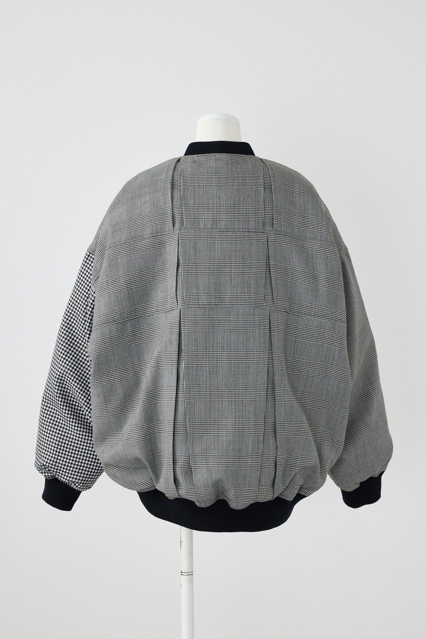【エンフォルド/ENFOLD】のモノトーンチェック タックMA-1ブルゾン 人気、トレンドファッション・服の通販 founy(ファニー) 　ファッション　Fashion　レディースファッション　Fashion for Women　アウター　Coat / Outerwear Collection　レディースジャケット・軽アウター　Jackets　ブルゾンジャケット・スポーティアウター　Blouson Jackets　MA-1ジャケット　MA-1 Bomber Jackets / Flight Jackets　ジャケット　Jacket, Outerwear　ダウン　Down, Puffer　チェック　Check, Plaid, Tartan　ブルゾン　Blouson, Bomber Jacket　ボックス　Boxy, Box Shape　モノトーン　Monotone, Black and White　other-3|ID: prp329100004290077 ipo3291000000032932329