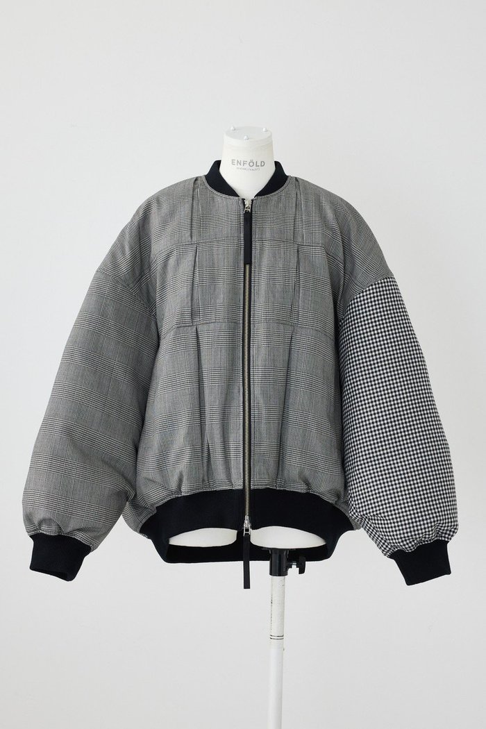 【エンフォルド/ENFOLD】のモノトーンチェック タックMA-1ブルゾン インテリア・キッズ・メンズ・レディースファッション・服の通販 founy(ファニー) https://founy.com/ ファッション Fashion レディースファッション Fashion for Women アウター Coat / Outerwear Collection レディースジャケット・軽アウター Jackets ブルゾンジャケット・スポーティアウター Blouson Jackets MA-1ジャケット MA-1 Bomber Jackets / Flight Jackets ジャケット Jacket, Outerwear ダウン Down, Puffer チェック Check, Plaid, Tartan ブルゾン Blouson, Bomber Jacket ボックス Boxy, Box Shape モノトーン Monotone, Black and White |ID: prp329100004290077 ipo3291000000035720646