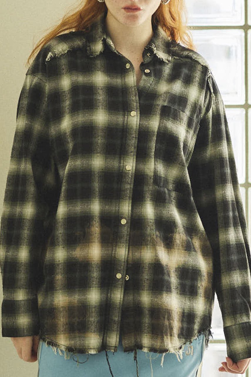 【メゾンスペシャル/MAISON SPECIAL】のBleach Processing Plaid Pattern Shirt/ブリーチチェックシャツ 人気、トレンドファッション・服の通販 founy(ファニー) 　ファッション　Fashion　レディースファッション　WOMEN　トップス・カットソー　Tops/Tshirt　シャツ/ブラウス　Shirts/Blouses　ヴィンテージ　Vintage　シンプル　Simple　ストーン　Stone　スリーブ　Sleeve　セットアップ　Set Up　チェック　Check　ドット　Dot　ブリーチ　Bleach　ルーズ　Loose　ロング　Long　other-8|ID: prp329100004290089 ipo3291000000031339258