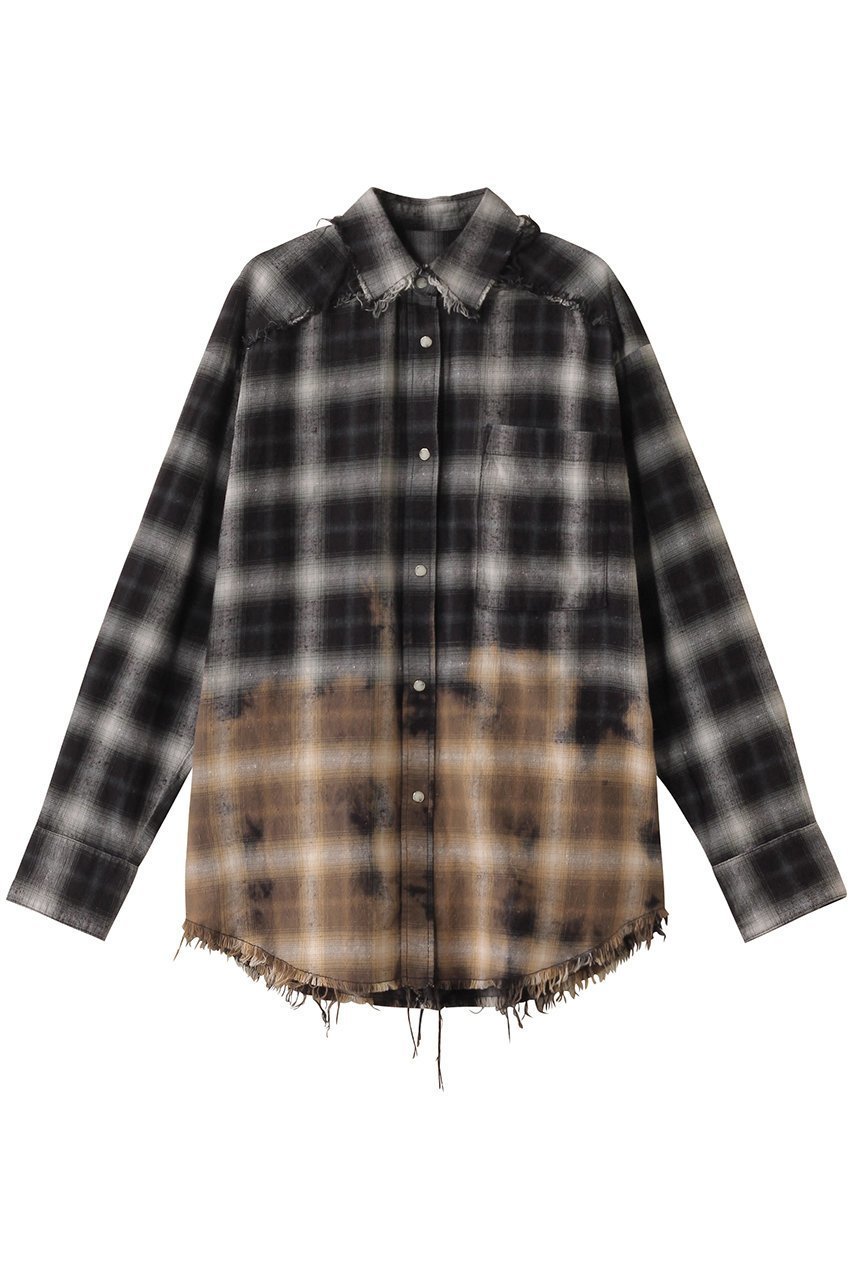 【メゾンスペシャル/MAISON SPECIAL】のBleach Processing Plaid Pattern Shirt/ブリーチチェックシャツ インテリア・キッズ・メンズ・レディースファッション・服の通販 founy(ファニー) 　ファッション　Fashion　レディースファッション　Fashion for Women　トップス・カットソー　Cut & Sew Tops　シャツ・ブラウス・オフィスカジュアル　Elegant Blouses & Button-Ups　ヴィンテージ　Vintage Style　シンプル　Simple, Minimal　ストーン　Stone, Gem-Like　スリーブ　Sleeve, Long Sleeve / Short Sleeve　セットアップ　Set-Up, Coordinated Outfit　チェック　Check, Plaid, Tartan　ドット　Polka Dot, Dot Pattern　ブリーチ　Bleach, Washed Finish　ルーズ　Loose, Oversized　ロング　Long, Long-Length　BLK(ブラック)|ID: prp329100004290089 ipo3291000000035822930