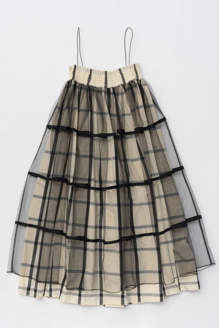 【メゾンスペシャル/MAISON SPECIAL】の2way Tulle Layered Plaid Pattern Volume Silhouette Skirt/2WAYチュールレイヤードチェックボリュームスカート インテリア・キッズ・メンズ・レディースファッション・服の通販 founy(ファニー) 　ファッション　Fashion　レディースファッション　WOMEN　スカート　Skirt　ロングスカート　Long Skirt　2025年　2025　A/W・秋冬　Aw・Autumn/Winter・Fw・Fall-Winter　S/S・春夏　Ss・Spring/Summer　タフタ　Taffeta　チェック　Check　チュール　Tulle　ロング　Long　夏　Summer　春　Spring　WHT(ホワイト)|ID: prp329100004290107 ipo3291000000029771000