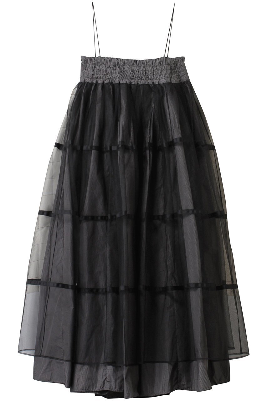 【メゾンスペシャル/MAISON SPECIAL】の2way Tulle Layered Plaid Pattern Volume Silhouette Skirt/2WAYチュールレイヤードチェックボリュームスカート インテリア・キッズ・メンズ・レディースファッション・服の通販 founy(ファニー) 　ファッション　Fashion　レディースファッション　Fashion for Women　スカート　Skirts　ロングスカート　Long Skirts / Maxi & Midi Skirts　タフタ　Taffeta, Structured Fabric　チェック　Check, Plaid, Tartan　チュール　Tulip, Tulip Motif　ロング　Long, Long-Length　再入荷　Restock / Back in Stock　GRY(グレー)|ID: prp329100004290107 ipo3291000000032825912