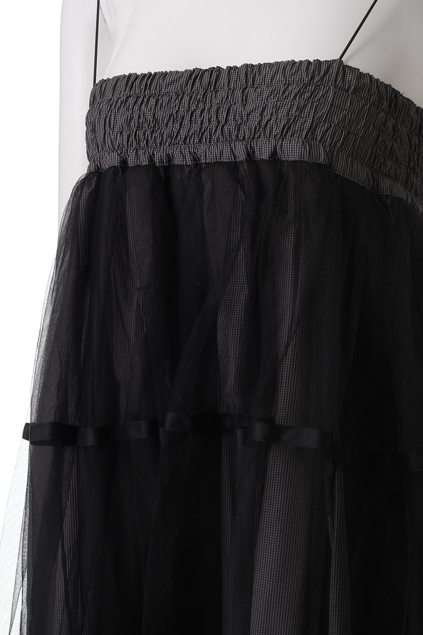【メゾンスペシャル/MAISON SPECIAL】の2way Tulle Layered Plaid Pattern Volume Silhouette Skirt/2WAYチュールレイヤードチェックボリュームスカート 人気、トレンドファッション・服の通販 founy(ファニー) 　ファッション　Fashion　レディースファッション　Fashion for Women　スカート　Skirts　ロングスカート　Long Skirts / Maxi & Midi Skirts　タフタ　Taffeta, Structured Fabric　チェック　Check, Plaid, Tartan　チュール　Tulip, Tulip Motif　ロング　Long, Long-Length　再入荷　Restock / Back in Stock　other-5|ID: prp329100004290107 ipo3291000000032825918