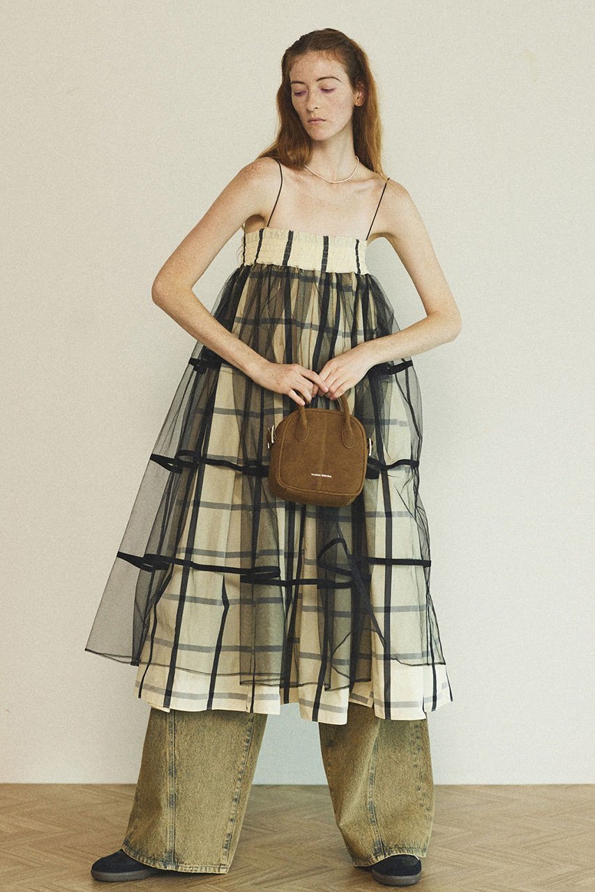 【メゾンスペシャル/MAISON SPECIAL】の2way Tulle Layered Plaid Pattern Volume Silhouette Skirt/2WAYチュールレイヤードチェックボリュームスカート 人気、トレンドファッション・服の通販 founy(ファニー) 　ファッション　Fashion　レディースファッション　Fashion for Women　スカート　Skirts　ロングスカート　Long Skirts / Maxi & Midi Skirts　タフタ　Taffeta, Structured Fabric　チェック　Check, Plaid, Tartan　チュール　Tulip, Tulip Motif　ロング　Long, Long-Length　再入荷　Restock / Back in Stock　other-7|ID: prp329100004290107 ipo3291000000032825920