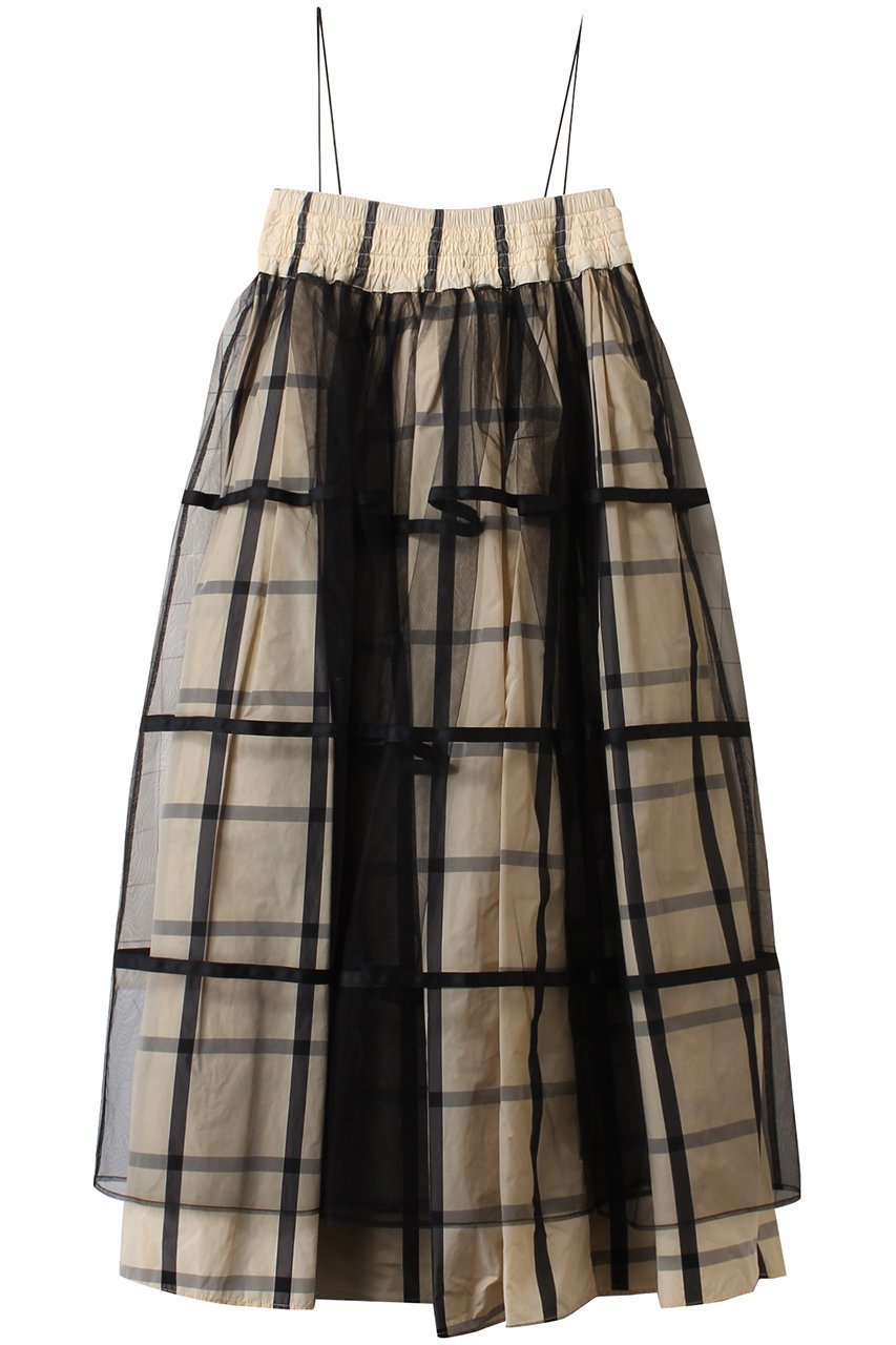 【メゾンスペシャル/MAISON SPECIAL】の2way Tulle Layered Plaid Pattern Volume Silhouette Skirt/2WAYチュールレイヤードチェックボリュームスカート インテリア・キッズ・メンズ・レディースファッション・服の通販 founy(ファニー) 　ファッション　Fashion　レディースファッション　Fashion for Women　スカート　Skirts　ロングスカート　Long Skirts / Maxi & Midi Skirts　タフタ　Taffeta, Structured Fabric　チェック　Check, Plaid, Tartan　チュール　Tulip, Tulip Motif　ロング　Long, Long-Length　WHT(ホワイト)|ID: prp329100004290107 ipo3291000000035334161