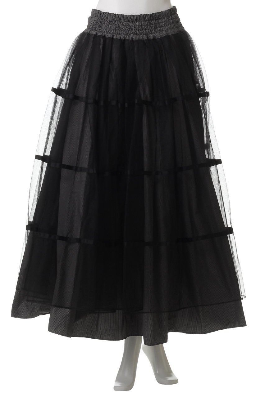 【メゾンスペシャル/MAISON SPECIAL】の2way Tulle Layered Plaid Pattern Volume Silhouette Skirt/2WAYチュールレイヤードチェックボリュームスカート 人気、トレンドファッション・服の通販 founy(ファニー) 　ファッション　Fashion　レディースファッション　Fashion for Women　スカート　Skirts　ロングスカート　Long Skirts / Maxi & Midi Skirts　タフタ　Taffeta, Structured Fabric　チェック　Check, Plaid, Tartan　チュール　Tulip, Tulip Motif　ロング　Long, Long-Length　other-6|ID: prp329100004290107 ipo3291000000035880143