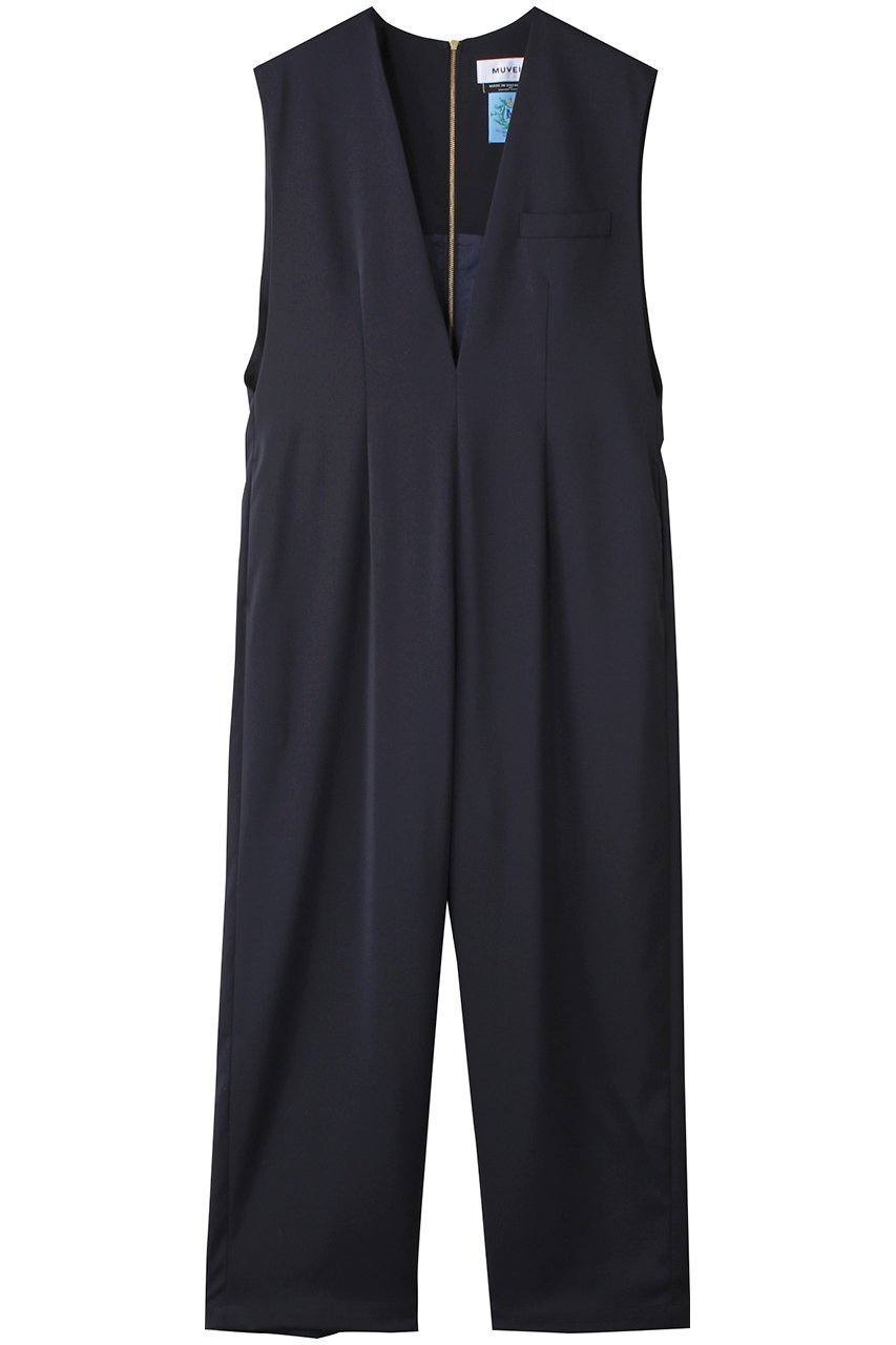 【ミュベール/MUVEIL】のサテンサロペットパンツ インテリア・キッズ・メンズ・レディースファッション・服の通販 founy(ファニー) 　ファッション　Fashion　レディースファッション　Fashion for Women　パンツ　Pants & Trousers　エレガント 上品　Elegant　サテン　Satin, Glossy Fabric　サロペット　Overalls, Salopette　ポケット　Pocket, Pocket Detail　リラックス　Relax, Relaxed Fit　ネイビー|ID: prp329100004290125 ipo3291000000032917375