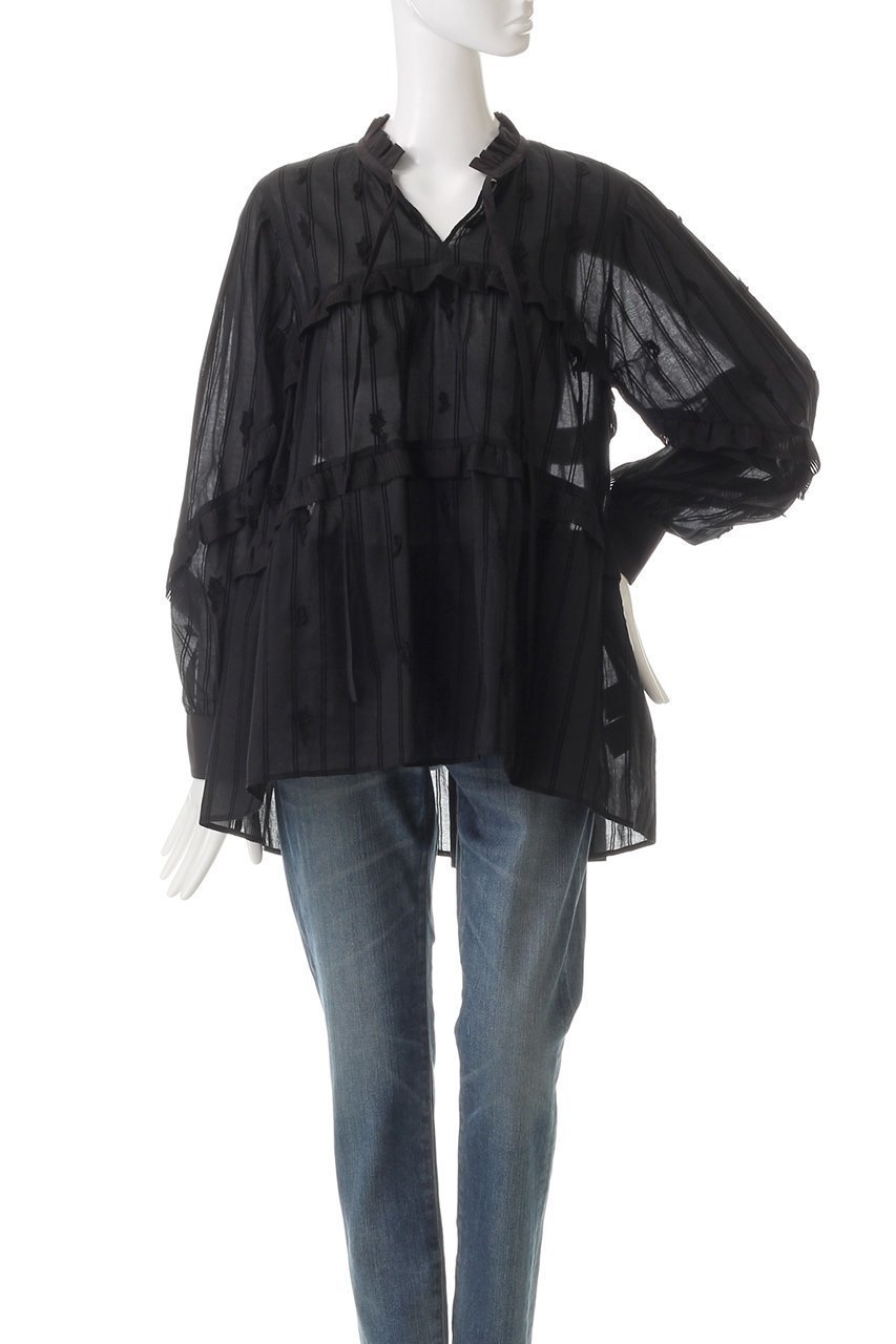 【ミュベール/MUVEIL】のストライプバラブラウス 人気、トレンドファッション・服の通販 founy(ファニー) 　ファッション　Fashion　レディースファッション　WOMEN　トップス・カットソー　Tops/Tshirt　シャツ/ブラウス　Shirts/Blouses　スリーブ　Sleeve　パーティ　Party　フリル　Frills　レース　Race　ロング　Long　other-2|ID: prp329100004290126 ipo3291000000031370765
