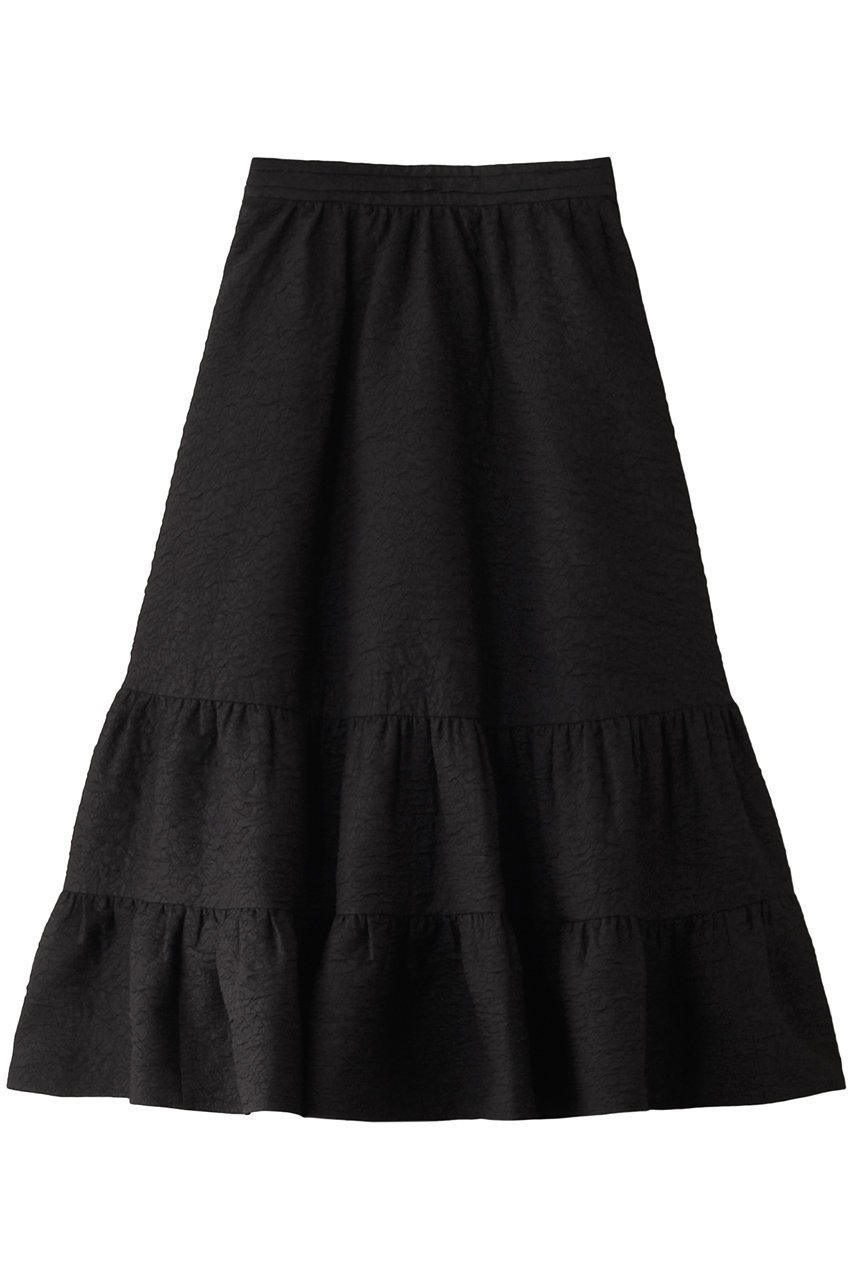 【アルアバイル/allureville】の【Loulou Willoughby】ジャガードティアードスカート インテリア・キッズ・メンズ・レディースファッション・服の通販 founy(ファニー) 　ファッション　Fashion　レディースファッション　Fashion for Women　スカート　Skirts　ティアードスカート　Tiered Skirts　ロングスカート　Long Skirts / Maxi & Midi Skirts　エレガント 上品　Elegant　ギャザー　Gathered, Ruffled　シンプル　Simple, Minimal　ジャカード／ジャガード　Jacquard, Woven Pattern　ロング　Long, Long-Length　ブラック|ID: prp329100004290149 ipo3291000000032823211