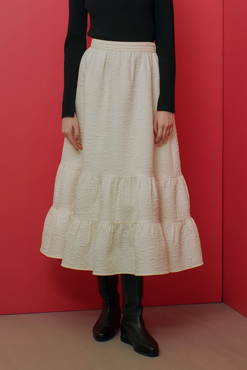 【アルアバイル/allureville】の【Loulou Willoughby】ジャガードティアードスカート 人気、トレンドファッション・服の通販 founy(ファニー) 　ファッション　Fashion　レディースファッション　Fashion for Women　スカート　Skirts　ティアードスカート　Tiered Skirts　ロングスカート　Long Skirts / Maxi & Midi Skirts　エレガント 上品　Elegant　ギャザー　Gathered, Ruffled　シンプル　Simple, Minimal　ジャカード／ジャガード　Jacquard, Woven Pattern　ロング　Long, Long-Length　other-6|ID: prp329100004290149 ipo3291000000032823217
