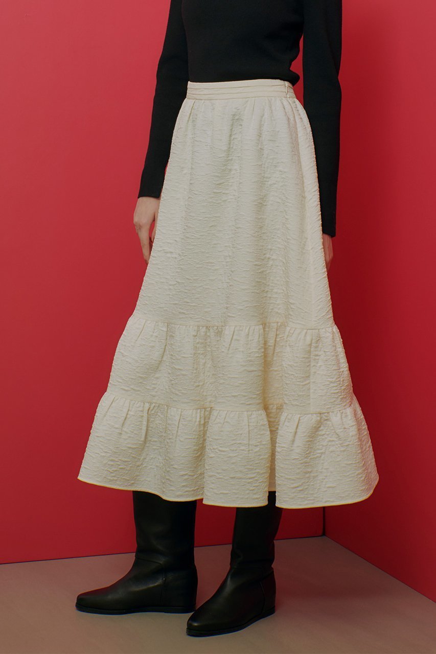 【アルアバイル/allureville】の【Loulou Willoughby】ジャガードティアードスカート 人気、トレンドファッション・服の通販 founy(ファニー) 　ファッション　Fashion　レディースファッション　Fashion for Women　スカート　Skirts　ティアードスカート　Tiered Skirts　ロングスカート　Long Skirts / Maxi & Midi Skirts　エレガント 上品　Elegant　ギャザー　Gathered, Ruffled　シンプル　Simple, Minimal　ジャカード／ジャガード　Jacquard, Woven Pattern　ロング　Long, Long-Length　other-7|ID: prp329100004290149 ipo3291000000032823218