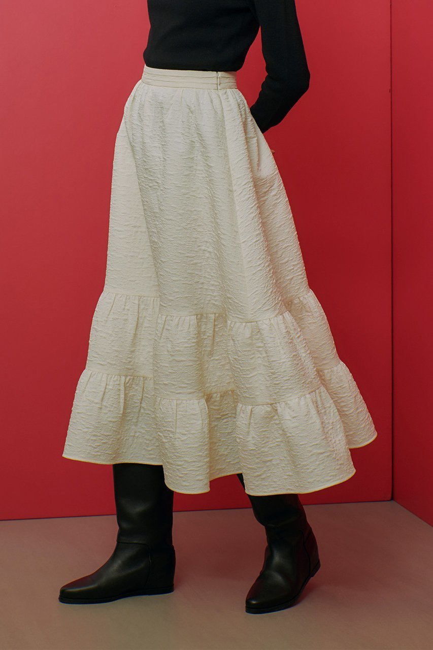 【アルアバイル/allureville】の【Loulou Willoughby】ジャガードティアードスカート 人気、トレンドファッション・服の通販 founy(ファニー) 　ファッション　Fashion　レディースファッション　Fashion for Women　スカート　Skirts　ティアードスカート　Tiered Skirts　ロングスカート　Long Skirts / Maxi & Midi Skirts　エレガント 上品　Elegant　ギャザー　Gathered, Ruffled　シンプル　Simple, Minimal　ジャカード／ジャガード　Jacquard, Woven Pattern　ロング　Long, Long-Length　other-8|ID: prp329100004290149 ipo3291000000032823219