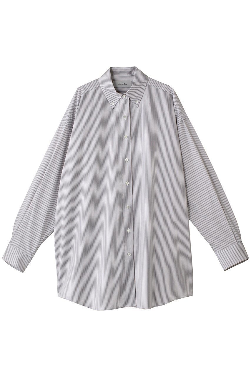 【エリオポール/heliopole】のボタンダウンビッグシャツ 人気、トレンドファッション・服の通販 founy(ファニー) 　ファッション　Fashion　レディースファッション　Fashion for Women　トップス・カットソー　Cut & Sew Tops　シャツ・ブラウス・オフィスカジュアル　Elegant Blouses & Button-Ups　ストライプ　Stripe, Striped Pattern　スリーブ　Sleeve, Long Sleeve / Short Sleeve　ベーシック　Basic, Essential　ロング　Long, Long-Length　定番　Standard, Basic Item　 other-1|ID: prp329100004290161 ipo3291000000032909823