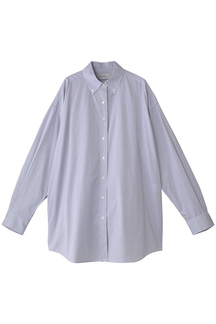 【エリオポール/heliopole】のボタンダウンビッグシャツ インテリア・キッズ・メンズ・レディースファッション・服の通販 founy(ファニー) 　ファッション　Fashion　レディースファッション　Fashion for Women　トップス・カットソー　Cut & Sew Tops　シャツ・ブラウス・オフィスカジュアル　Elegant Blouses & Button-Ups　ストライプ　Stripe, Striped Pattern　スリーブ　Sleeve, Long Sleeve / Short Sleeve　ベーシック　Basic, Essential　ロング　Long, Long-Length　定番　Standard, Basic Item　ブルー|ID: prp329100004290161 ipo3291000000032909827