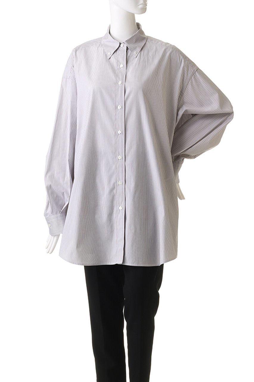 【エリオポール/heliopole】のボタンダウンビッグシャツ 人気、トレンドファッション・服の通販 founy(ファニー) 　ファッション　Fashion　レディースファッション　Fashion for Women　トップス・カットソー　Cut & Sew Tops　シャツ・ブラウス・オフィスカジュアル　Elegant Blouses & Button-Ups　ストライプ　Stripe, Striped Pattern　スリーブ　Sleeve, Long Sleeve / Short Sleeve　ベーシック　Basic, Essential　ロング　Long, Long-Length　定番　Standard, Basic Item　other-2|ID: prp329100004290161 ipo3291000000032909830