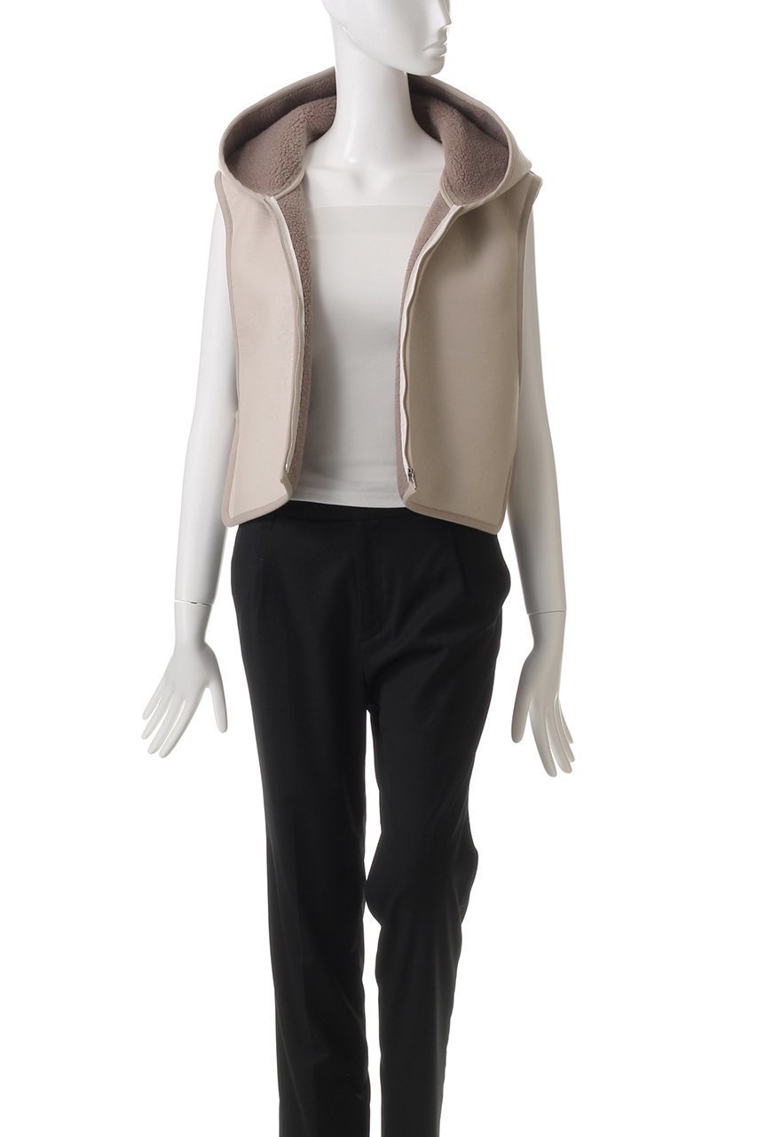 【プレインピープル/PLAIN PEOPLE】のフェイクレザームートンフーディベスト 人気、トレンドファッション・服の通販 founy(ファニー) 　ファッション　Fashion　レディースファッション　Fashion for Women　アウター　Coat / Outerwear Collection　レディースジャケット・軽アウター　Jackets　ジャケット　Jacket, Outerwear　フェイクファー　Faux Fur, Imitation Fur　フェイクレザー　Faux Leather, PU Leather　フランス　France, French　ベスト　Vest, Waistcoat　ボンディング　Bonding, Bonded Fabric　other-7|ID: prp329100004293807 ipo3291000000035490863