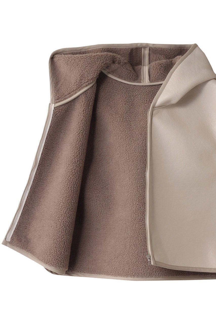 【プレインピープル/PLAIN PEOPLE】のフェイクレザームートンフーディベスト 人気、トレンドファッション・服の通販 founy(ファニー) 　ファッション　Fashion　レディースファッション　Fashion for Women　アウター　Coat / Outerwear Collection　レディースジャケット・軽アウター　Jackets　ジャケット　Jacket, Outerwear　フェイクファー　Faux Fur, Imitation Fur　フェイクレザー　Faux Leather, PU Leather　フランス　France, French　ベスト　Vest, Waistcoat　ボンディング　Bonding, Bonded Fabric　other-6|ID: prp329100004293807 ipo3291000000035961101