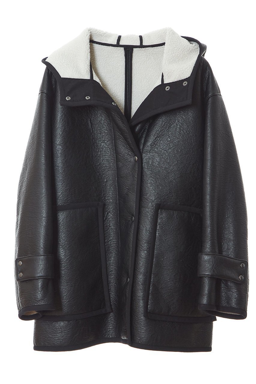 【プレインピープル/PLAIN PEOPLE】のフェイクレザームートンフーディジャケット 人気、トレンドファッション・服の通販 founy(ファニー) 　ファッション　Fashion　レディースファッション　Fashion for Women　アウター　Coat / Outerwear Collection　レディースジャケット・軽アウター　Jackets　シンプル　Simple, Minimal　ジャケット　Jacket, Outerwear　フェイクファー　Faux Fur, Imitation Fur　フェイクレザー　Faux Leather, PU Leather　フランス　France, French　ボンディング　Bonding, Bonded Fabric　other-4|ID: prp329100004293808 ipo3291000000032927296