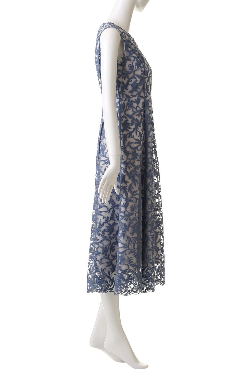 【アナイ/ANAYI】のリーフフラワーチュールVネック ワンピース 人気、トレンドファッション・服の通販 founy(ファニー) 　ファッション　Fashion　レディースファッション　Fashion for Women　ワンピース　Dresses　チュニック　Tunic Tops & Dresses　おすすめ　Recommended / Our Picks　エレガント 上品　Elegant　サテン　Satin, Glossy Fabric　ジャケット　Jacket, Outerwear　チュニック　Tunic, Long Top　チュール　Tulip, Tulip Motif　デコルテ　Décolleté, Neckline　ノースリーブ　Sleeveless, No-Sleeve　パイピング　Piping, Trim Design　フラワー　Flower, Floral　フレアースカート　Flared Skirt, A-Line Skirt　ボレロ　Bolero, Short Cardigan　モチーフ　Motif, Design Theme　リーフ　Leaf, Botanical Leaf　ロング　Long, Long-Length　other-3|ID: prp329100004293819 ipo3291000000032878708