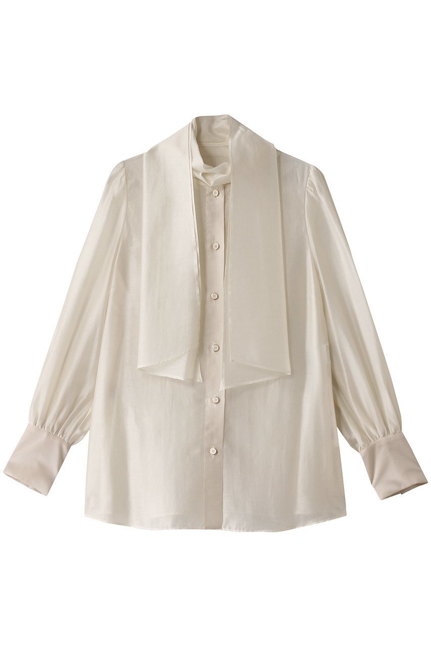 【アルアバイル/allureville】のオーガンザボウブラウス インテリア・キッズ・メンズ・レディースファッション・服の通販 founy(ファニー) ファッション Fashion レディースファッション Fashion for Women トップス・カットソー Cut & Sew Tops シャツ・ブラウス・オフィスカジュアル Elegant Blouses & Button-Ups なめらか Smooth, Silky Texture インナー Innerwear オーガンジー Organza Fabric スリーブ Sleeve, Long Sleeve / Short Sleeve リボン Ribbon, Bow ロング Long, Long-Length エレガント 上品 Elegant アイボリー|ID: prp329100004293823 ipo3291000000032883751