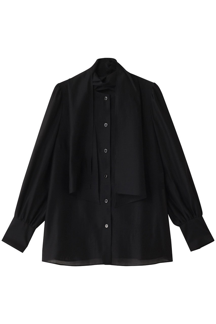 【アルアバイル/allureville】のオーガンザボウブラウス インテリア・キッズ・メンズ・レディースファッション・服の通販 founy(ファニー) ファッション Fashion レディースファッション Fashion for Women トップス・カットソー Cut & Sew Tops シャツ・ブラウス・オフィスカジュアル Elegant Blouses & Button-Ups なめらか Smooth, Silky Texture インナー Innerwear オーガンジー Organza Fabric スリーブ Sleeve, Long Sleeve / Short Sleeve リボン Ribbon, Bow ロング Long, Long-Length エレガント 上品 Elegant ブラック|ID: prp329100004293823 ipo3291000000032883760