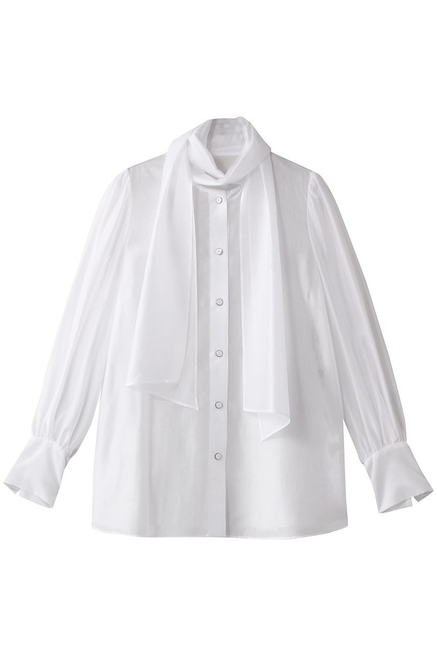 【アルアバイル/allureville】のオーガンザボウブラウス インテリア・キッズ・メンズ・レディースファッション・服の通販 founy(ファニー) ファッション Fashion レディースファッション Fashion for Women トップス・カットソー Cut & Sew Tops シャツ・ブラウス・オフィスカジュアル Elegant Blouses & Button-Ups なめらか Smooth, Silky Texture インナー Innerwear オーガンジー Organza Fabric スリーブ Sleeve, Long Sleeve / Short Sleeve リボン Ribbon, Bow ロング Long, Long-Length エレガント 上品 Elegant ホワイト|ID: prp329100004293823 ipo3291000000032883766