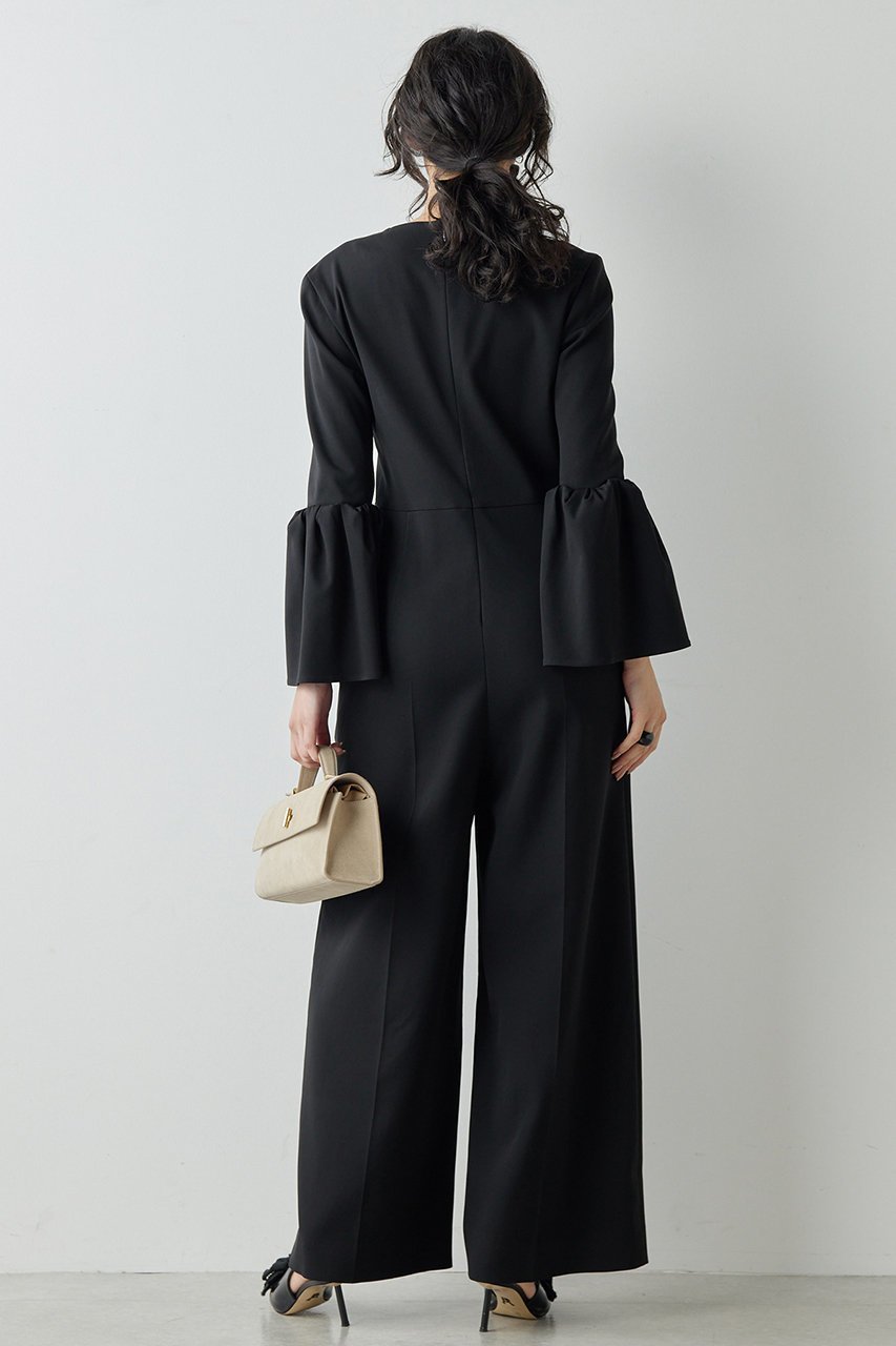 【ウィムガゼット/Whim Gazette】のベルスリーブオールインワン 人気、トレンドファッション・服の通販 founy(ファニー) 　ファッション　Fashion　レディースファッション　Fashion for Women　パンツ　Pants & Trousers　おすすめ　Recommended / Our Picks　なめらか　Smooth, Silky Texture　キュプラ　Cupro, Eco Fabric　シンプル　Simple, Minimal　ストレッチ　Stretch, Stretchy Fabric　スリーブ　Sleeve, Long Sleeve / Short Sleeve　ワイド　Wide, Wide Fit　エレガント 上品　Elegant　other-4|ID: prp329100004293825 ipo3291000000032929069