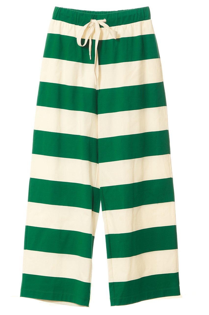 【プレインピープル/PLAIN PEOPLE】のビッグボーダーワイドパンツ インテリア・キッズ・メンズ・レディースファッション・服の通販 founy(ファニー) 　ファッション　Fashion　レディースファッション　Fashion for Women　パンツ　Pants & Trousers　シルケット　Silket, Silky Cotton　ストレート　Straight, Straight Cut　ビッグ　Big, Oversized　ボーダー　Border, Stripe　ランダム　Random, Irregular　ワイド　Wide, Wide Fit　エレガント 上品　Elegant　再入荷　Restock / Back in Stock　グリーン×オフ|ID: prp329100004293831 ipo3291000000035391553