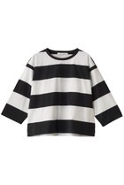 【プレインピープル/PLAIN PEOPLE】のビッグボーダー七分袖プルオーバー アイボリー×チャコール|ID: prp329100004293832 ipo3291000000030519119