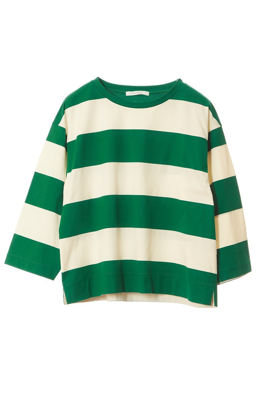 【プレインピープル/PLAIN PEOPLE】のビッグボーダー七分袖プルオーバー 人気、トレンドファッション・服の通販 founy(ファニー) 　ファッション　Fashion　レディースファッション　Fashion for Women　トップス・カットソー　Cut & Sew Tops　シャツ・ブラウス・オフィスカジュアル　Elegant Blouses & Button-Ups　ロングTシャツ・Tシャツ　Longline T-Shirts & Tees　カジュアルプルオーバー・ニットトップス　Pullovers & Knit Tops / Casual Pullovers　カットソー・ベーシックTシャツ　Cut-and-Sewn Tops / Stretch Tees & Basics　コンパクト　Compact, Small Size　ショート　Short, Short Length　シルケット　Silket, Silky Cotton　スリーブ　Sleeve, Long Sleeve / Short Sleeve　バランス　Balance, Style Balance　ビッグ　Big, Oversized　ボーダー　Border, Stripe　モダン　Modern, Contemporary　ランダム　Random, Irregular　エレガント 上品　Elegant　 other-1|ID: prp329100004293832 ipo3291000000035041379