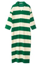 【プレインピープル/PLAIN PEOPLE】のビッグボーダースキッパーロングワンピース グリーン×オフ|ID: prp329100004293833 ipo3291000000032706794