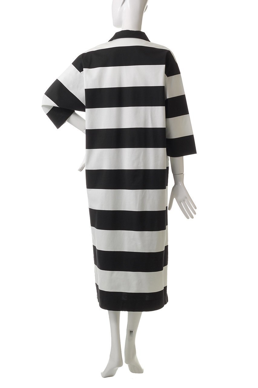 【プレインピープル/PLAIN PEOPLE】のビッグボーダースキッパーロングワンピース 人気、トレンドファッション・服の通販 founy(ファニー) 　ファッション　Fashion　レディースファッション　Fashion for Women　ワンピース　Dresses　チュニック　Tunic Tops & Dresses　シルケット　Silket, Silky Cotton　スキッパー　Skipper, Open Collar　ストレート　Straight, Straight Cut　チュニック　Tunic, Long Top　ビッグ　Big, Oversized　ボーダー　Border, Stripe　ランダム　Random, Irregular　ロング　Long, Long-Length　エレガント 上品　Elegant　other-4|ID: prp329100004293833 ipo3291000000035041481