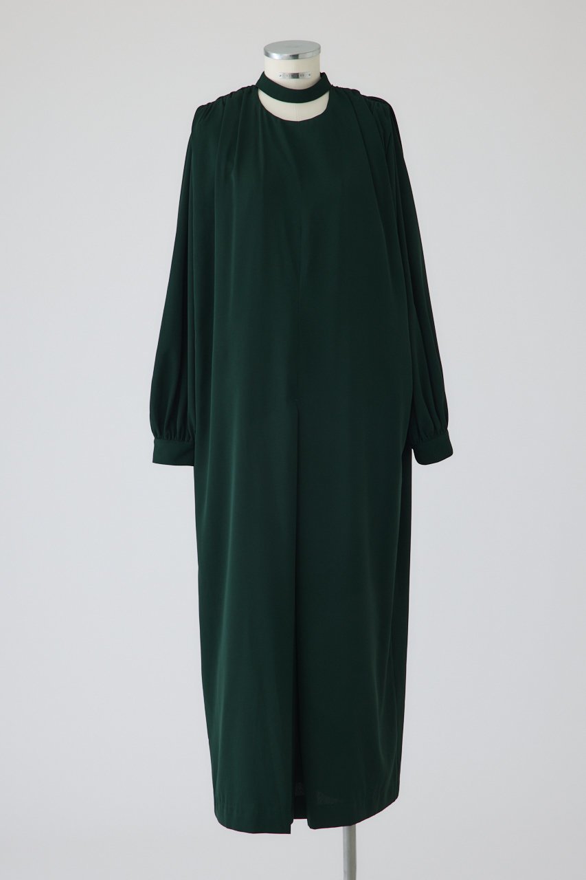 【リムアーク/RIM.ARK】のClassic long noble OP/ワンピース インテリア・キッズ・メンズ・レディースファッション・服の通販 founy(ファニー) 　ファッション　Fashion　レディースファッション　Fashion for Women　ワンピース　Dresses　チュニック　Tunic Tops & Dresses　オケージョン　Occasion Wear　ギャザー　Gathered, Ruffled　ジョーゼット　Georgette, Semi-Sheer Fabric　センター　Center, Center Line　チュニック　Tunic, Long Top　ドレス　Dress, One-Piece　ドレープ　Drape, Draping Fabric　フロント　Front, Front Design　ロング　Long, Long-Length　エレガント 上品　Elegant　ダークグリーン|ID: prp329100004293835 ipo3291000000034969408