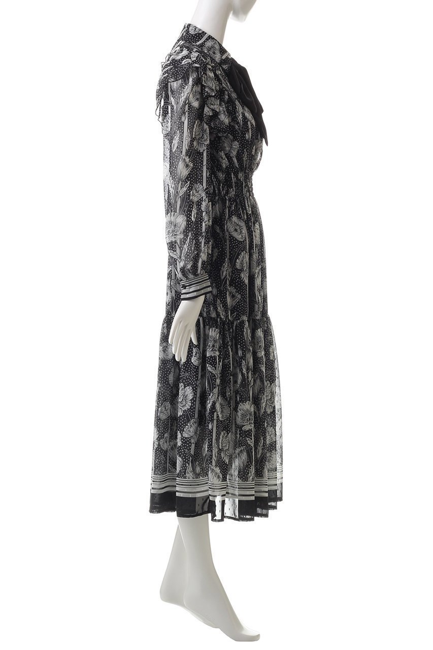 【コルコバード/CORCOVADO】のBLACK TEAボウタイドレス 人気、トレンドファッション・服の通販 founy(ファニー) 　ファッション　Fashion　レディースファッション　Fashion for Women　ワンピース　Dresses　フォーマル・パーティードレス・結婚式用ドレス　Elegant & Casual Dresses　チュニック　Tunic Tops & Dresses　インナー　Innerwear　エレガント 上品　Elegant　オケージョン　Occasion Wear　シフォン　Chiffon, Lightweight Fabric　チュニック　Tunic, Long Top　ドレス　Dress, One-Piece　プリント　Print, Printed Pattern　ヘムライン　Hemline, Bottom Cut　モノトーン　Monotone, Black and White　ロング　Long, Long-Length　other-3|ID: prp329100004293842 ipo3291000000032806532