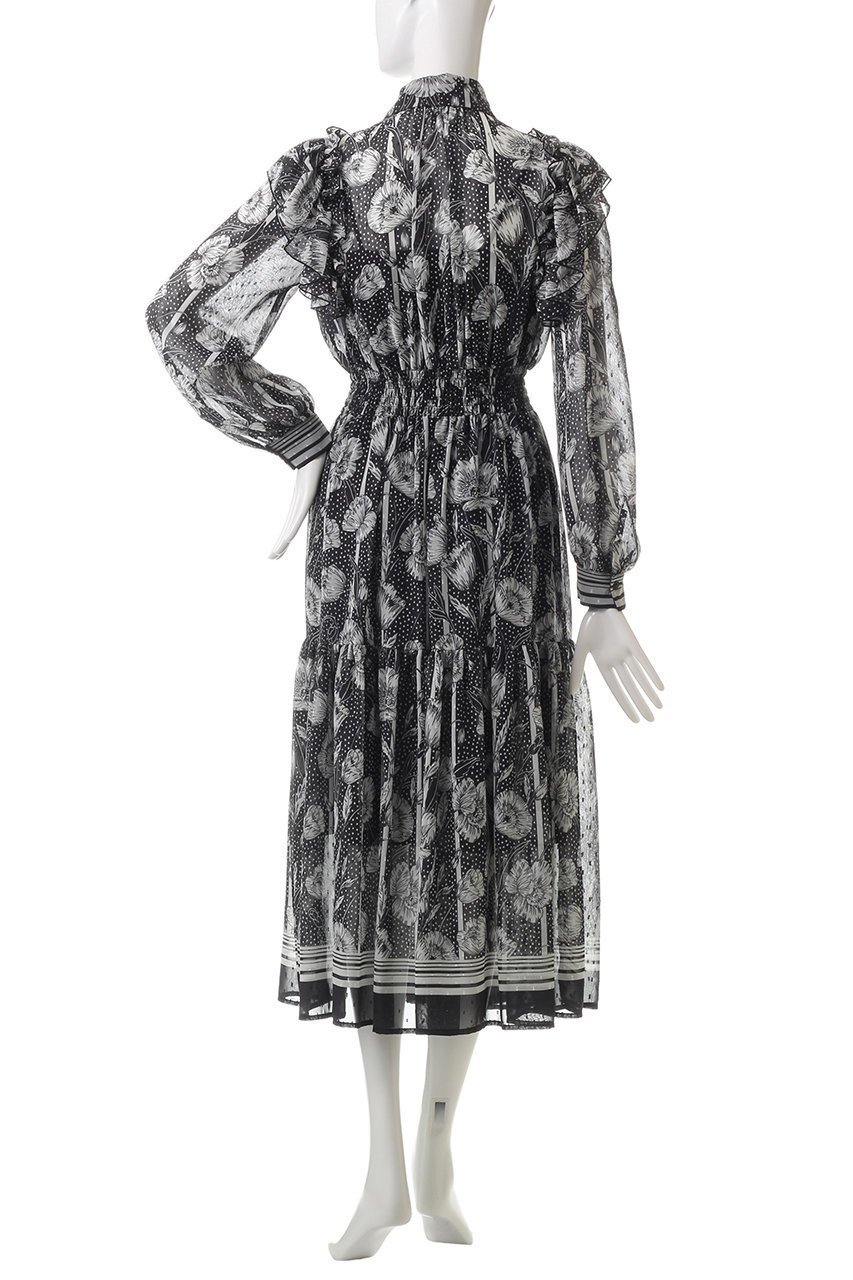 【コルコバード/CORCOVADO】のBLACK TEAボウタイドレス 人気、トレンドファッション・服の通販 founy(ファニー) 　ファッション　Fashion　レディースファッション　Fashion for Women　ワンピース　Dresses　フォーマル・パーティードレス・結婚式用ドレス　Elegant & Casual Dresses　チュニック　Tunic Tops & Dresses　インナー　Innerwear　エレガント 上品　Elegant　オケージョン　Occasion Wear　シフォン　Chiffon, Lightweight Fabric　チュニック　Tunic, Long Top　ドレス　Dress, One-Piece　プリント　Print, Printed Pattern　ヘムライン　Hemline, Bottom Cut　モノトーン　Monotone, Black and White　ロング　Long, Long-Length　other-4|ID: prp329100004293842 ipo3291000000032806533