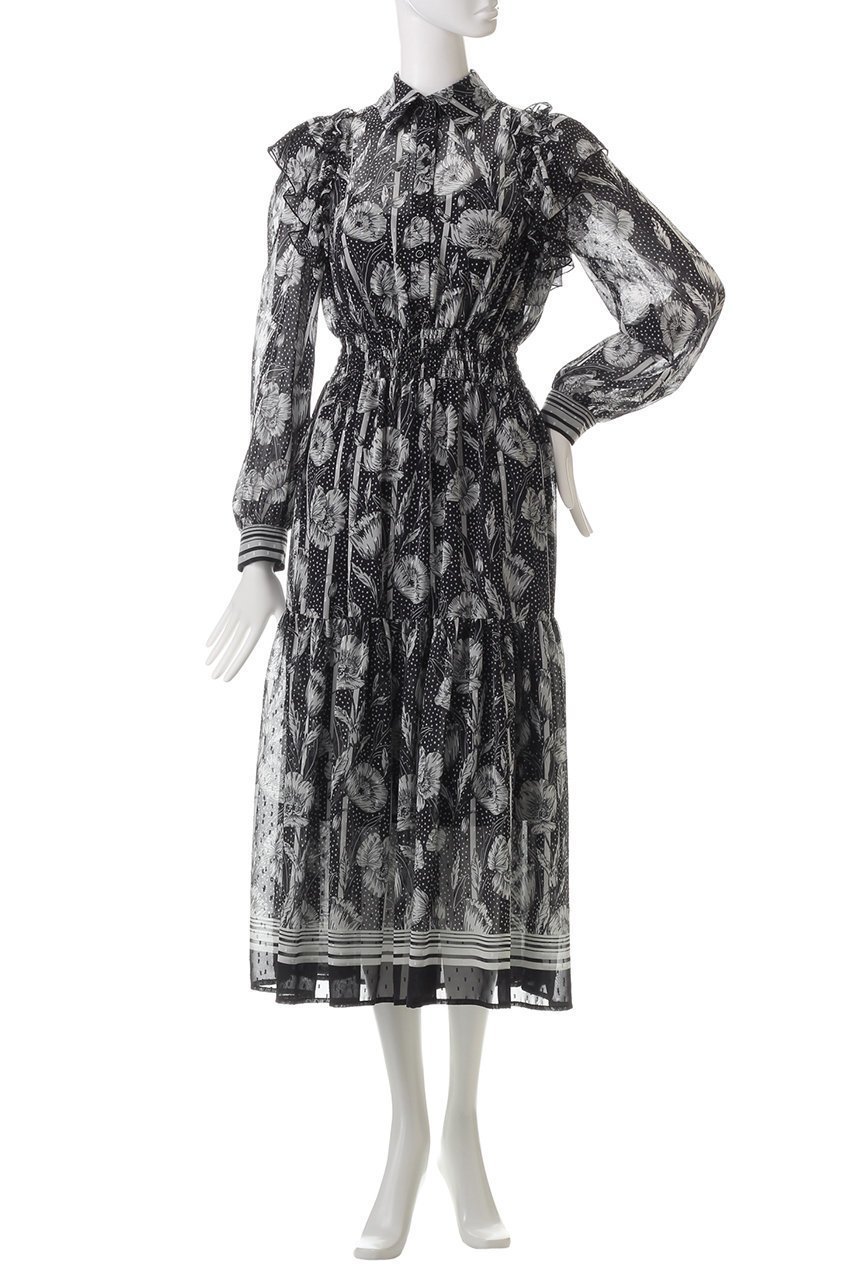 【コルコバード/CORCOVADO】のBLACK TEAボウタイドレス 人気、トレンドファッション・服の通販 founy(ファニー) 　ファッション　Fashion　レディースファッション　Fashion for Women　ワンピース　Dresses　フォーマル・パーティードレス・結婚式用ドレス　Elegant & Casual Dresses　チュニック　Tunic Tops & Dresses　インナー　Innerwear　エレガント 上品　Elegant　オケージョン　Occasion Wear　シフォン　Chiffon, Lightweight Fabric　チュニック　Tunic, Long Top　ドレス　Dress, One-Piece　プリント　Print, Printed Pattern　ヘムライン　Hemline, Bottom Cut　モノトーン　Monotone, Black and White　ロング　Long, Long-Length　other-6|ID: prp329100004293842 ipo3291000000032806535