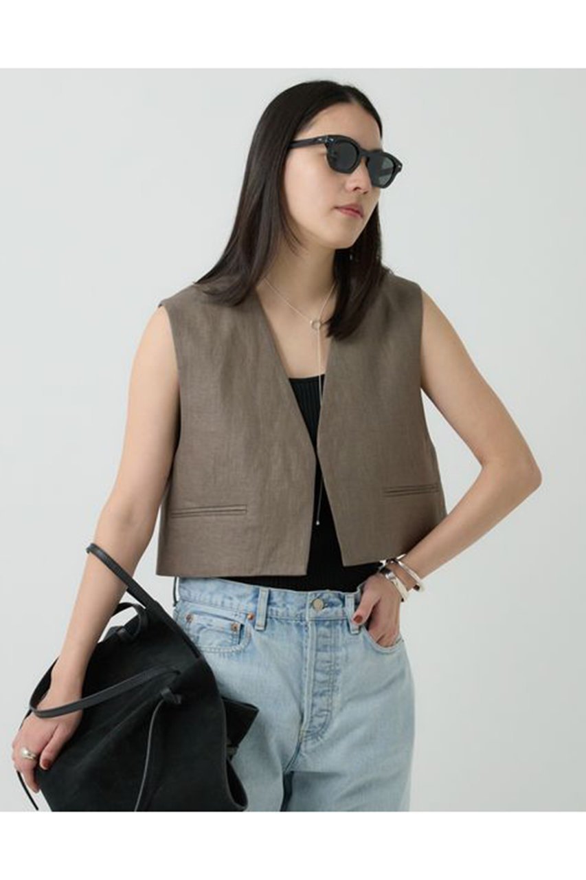 【カオス/Chaos】のリネンヘリンボンベスト 人気、トレンドファッション・服の通販 founy(ファニー) 　ファッション　Fashion　レディースファッション　Fashion for Women　アウター　Coat / Outerwear Collection　レディースジャケット・軽アウター　Jackets　おすすめ　Recommended / Our Picks　ショート　Short, Short Length　ジャケット　Jacket, Outerwear　フランス　France, French　ベスト　Vest, Waistcoat　定番　Standard, Basic Item　other-2|ID: prp329100004302119 ipo3291000000032950353