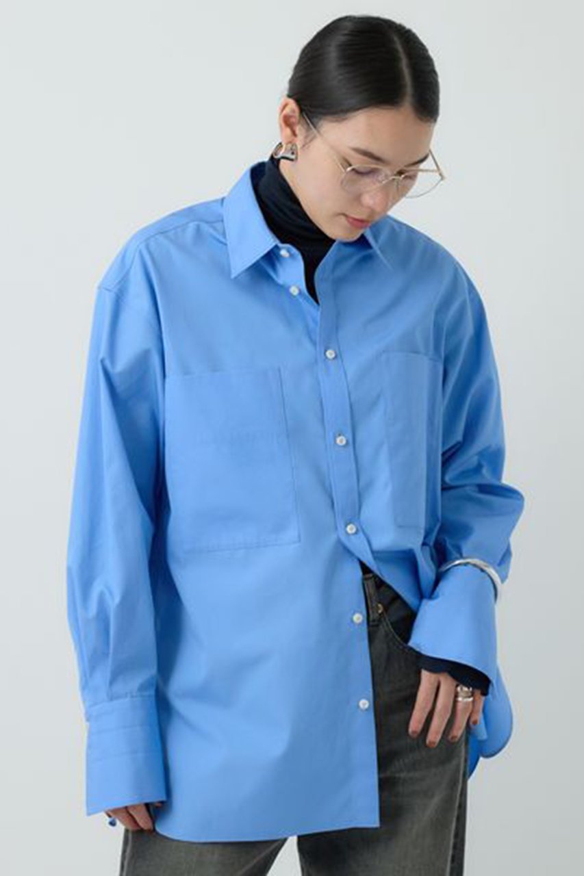 【カオス/Chaos】のガールフレンドシャツ インテリア・キッズ・メンズ・レディースファッション・服の通販 founy(ファニー) 　ファッション　Fashion　レディースファッション　Fashion for Women　トップス・カットソー　Cut & Sew Tops　シャツ・ブラウス・オフィスカジュアル　Elegant Blouses & Button-Ups　なめらか　Smooth, Silky Texture　コンパクト　Compact, Small Size　ショート　Short, Short Length　シルク　Silk, 100% Silk　スリーブ　Sleeve, Long Sleeve / Short Sleeve　ロング　Long, Long-Length　再入荷　Restock / Back in Stock　定番　Standard, Basic Item　サックス|ID: prp329100004302121 ipo3291000000032849142