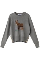 【ミュベール/MUVEIL】のロバモチーフプルオーバー 人気、トレンドファッション・服の通販 founy(ファニー) ファッション Fashion レディースファッション Fashion for Women トップス・カットソー Cut & Sew Tops ニット Knit Tops & Sweaters カジュアルプルオーバー・ニットトップス Pullovers & Knit Tops / Casual Pullovers コンパクト Compact, Small Size モチーフ Motif, Design Theme thumbnail グレー|ID: prp329100004305573 ipo3291000000032960968