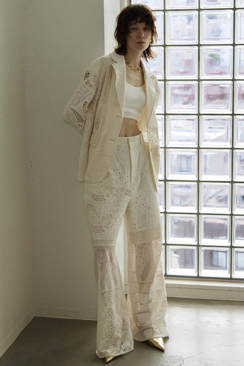【メゾンスペシャル/MAISON SPECIAL】のLace Fabric Docking Pants/レースドッキングパンツ 人気、トレンドファッション・服の通販 founy(ファニー) 　ファッション　Fashion　レディースファッション　WOMEN　パンツ　Pants　エレガント 上品　Elegant　ジャケット　Jacket　セットアップ　Set Up　フィット　Fit　フォーマル　Formal　リラックス　Relax　レース　Race　other-7|ID: prp329100004305598 ipo3291000000031369156