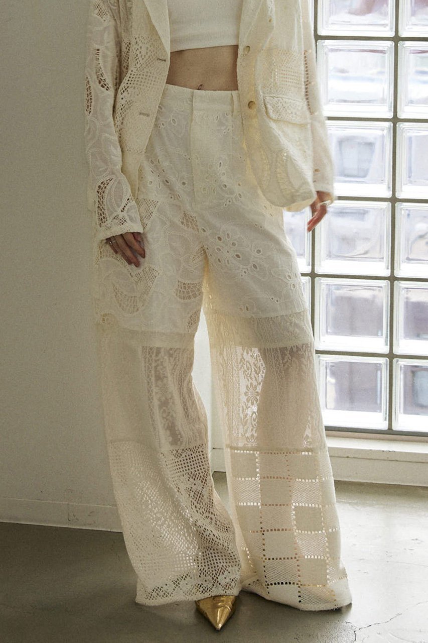 【メゾンスペシャル/MAISON SPECIAL】のLace Fabric Docking Pants/レースドッキングパンツ 人気、トレンドファッション・服の通販 founy(ファニー) 　ファッション　Fashion　レディースファッション　Fashion for Women　パンツ　Pants & Trousers　エレガント 上品　Elegant　ジャケット　Jacket, Outerwear　セットアップ　Set-Up, Coordinated Outfit　フィット　Fit, Slim Fit　フォーマル　Formal, Dressy　リラックス　Relax, Relaxed Fit　レース　Lace, Lace Fabric　other-8|ID: prp329100004305598 ipo3291000000032919751