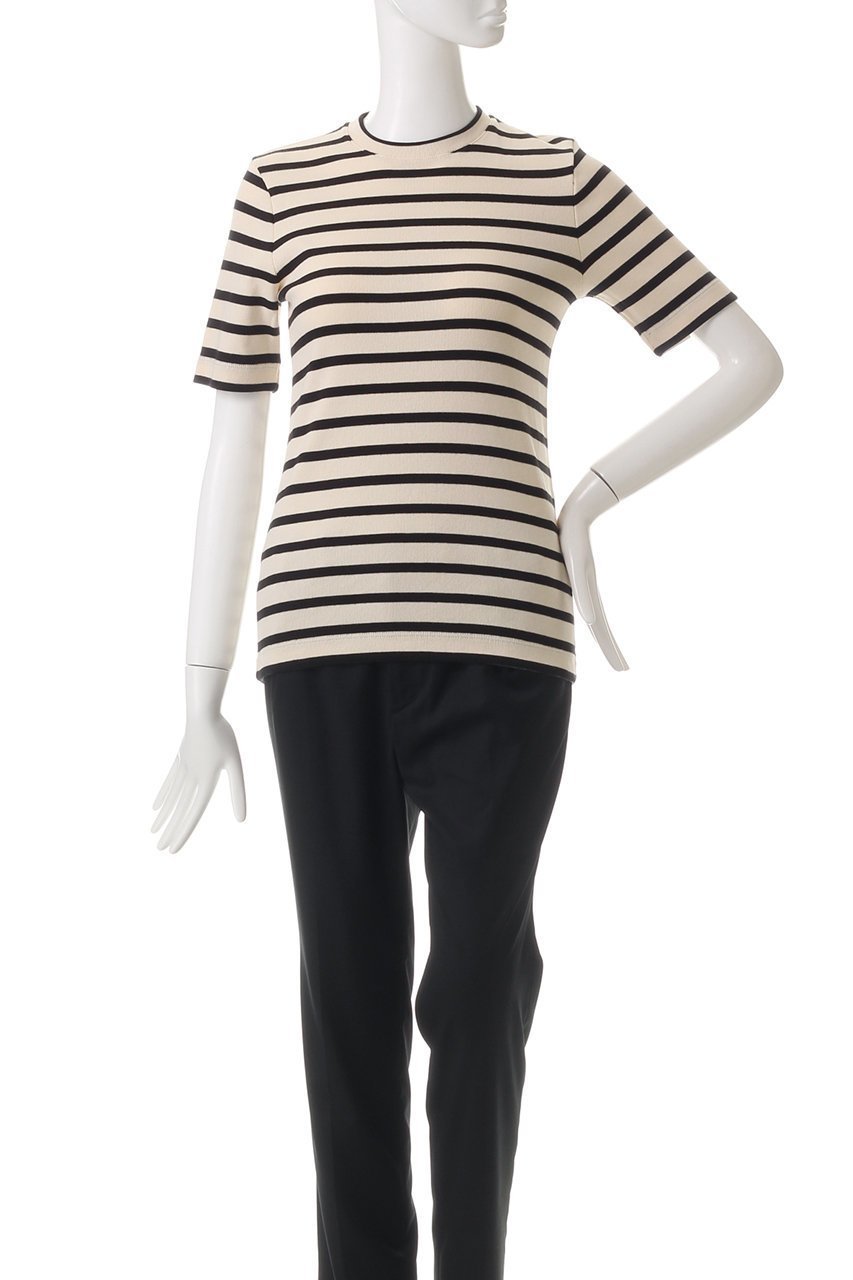 【ジル サンダー/JIL SANDER】の【JIL SANDER+】クルーネックボーダーTシャツ 人気、トレンドファッション・服の通販 founy(ファニー) 　ファッション　Fashion　レディースファッション　Fashion for Women　トップス・カットソー　Cut & Sew Tops　シャツ・ブラウス・オフィスカジュアル　Elegant Blouses & Button-Ups　ロングTシャツ・Tシャツ　Longline T-Shirts & Tees　カットソー・ベーシックTシャツ　Cut-and-Sewn Tops / Stretch Tees & Basics　インナー　Innerwear　ショート　Short, Short Length　スリーブ　Sleeve, Long Sleeve / Short Sleeve　ボーダー　Border, Stripe　エレガント 上品　Elegant　other-2|ID: prp329100004306726 ipo3291000000034544439